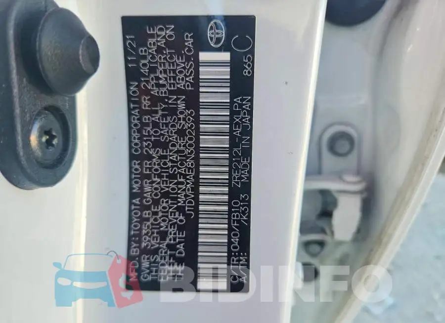 JTDVPMAE8N3002393 Photo# 13