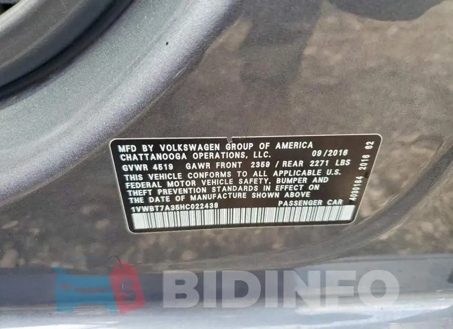 1VWBT7A35HC022438 Photo# 12