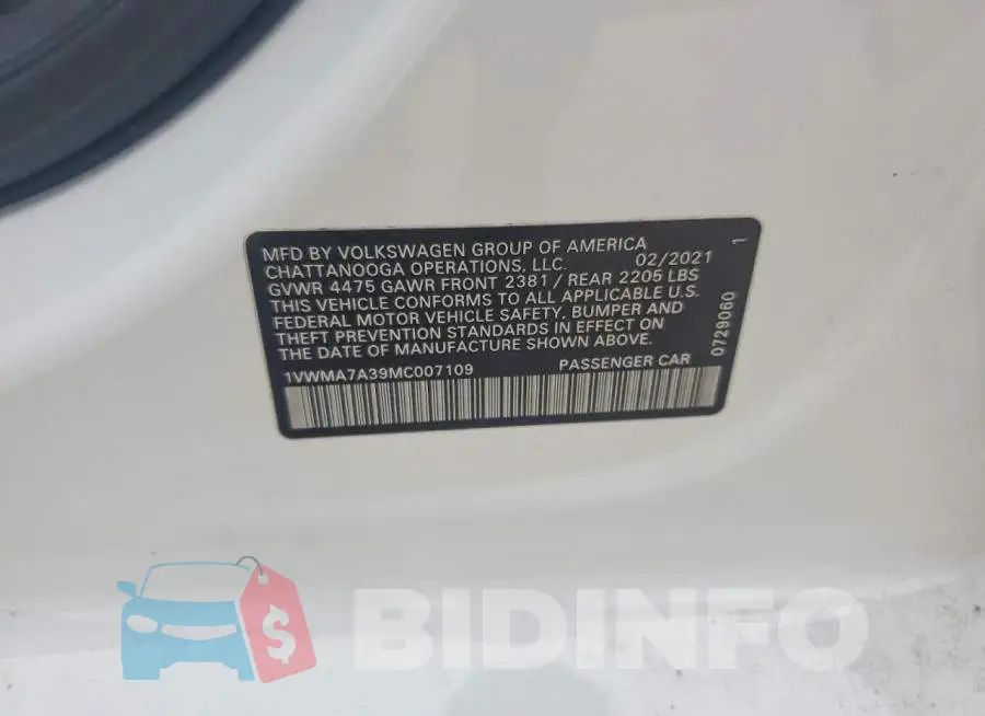 1VWMA7A39MC007109 Photo# 12