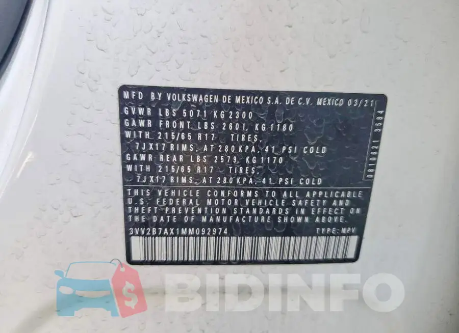 3VV2B7AX1MM092974 Photo# 13