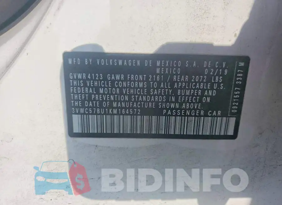 3VWC57BU1KM164572 Photo# 12