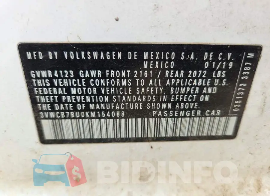 3VWCB7BU0KM154088 Photo# 12