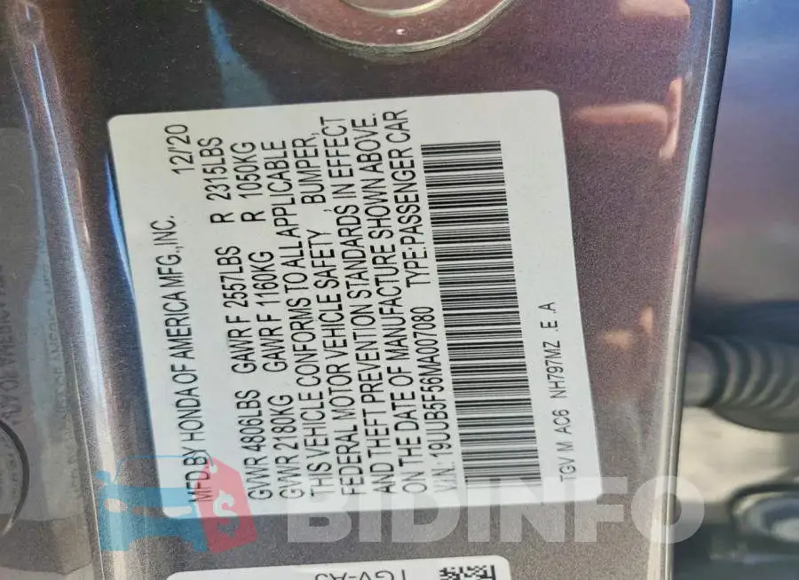 19UUB5F56MA007080 Photo# 12