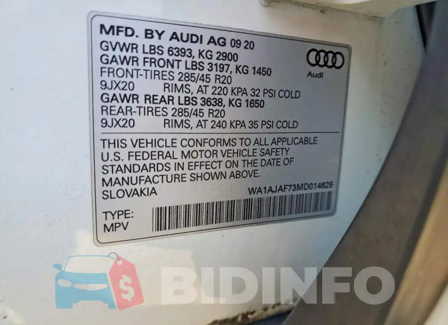 WA1AJAF73MD014625 Photo# 14