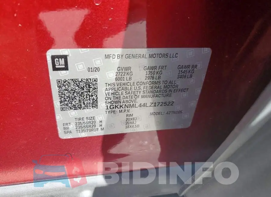 1GKKNML44LZ172522 Photo# 14