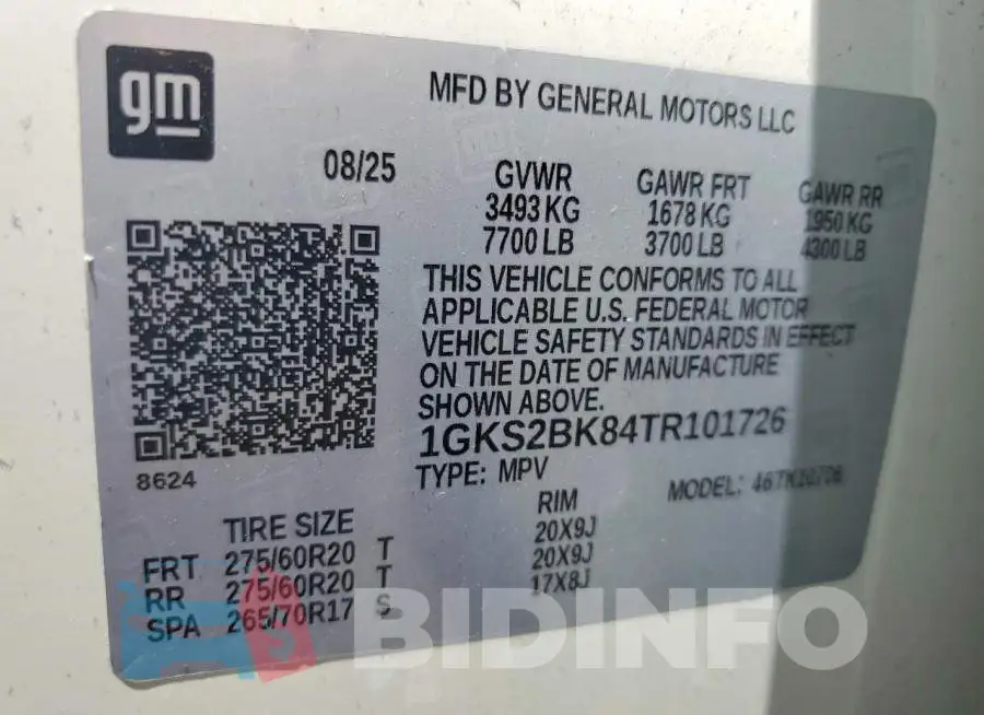 1GKS2BK84TR101726 Photo# 13