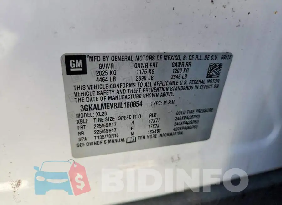 3GKALMEV8JL160854 Photo# 13