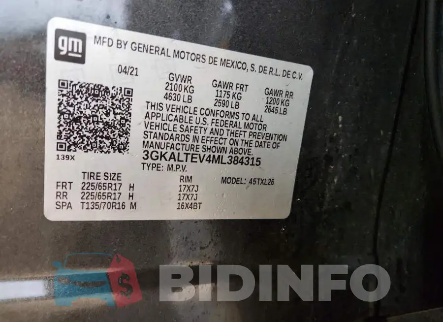 3GKALTEV4ML384315 Photo# 13