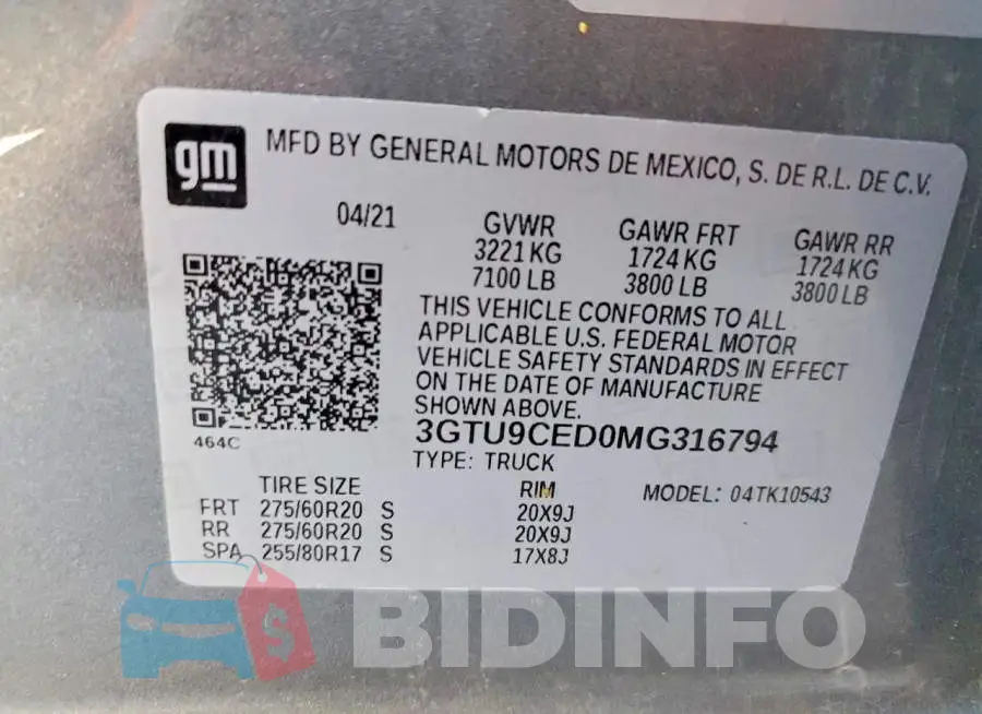 3GTU9CED0MG316794 Photo# 13