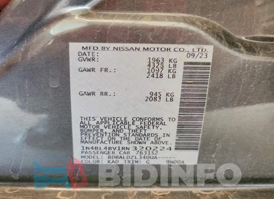 1N4BL4BV1RN320224 Photo# 12