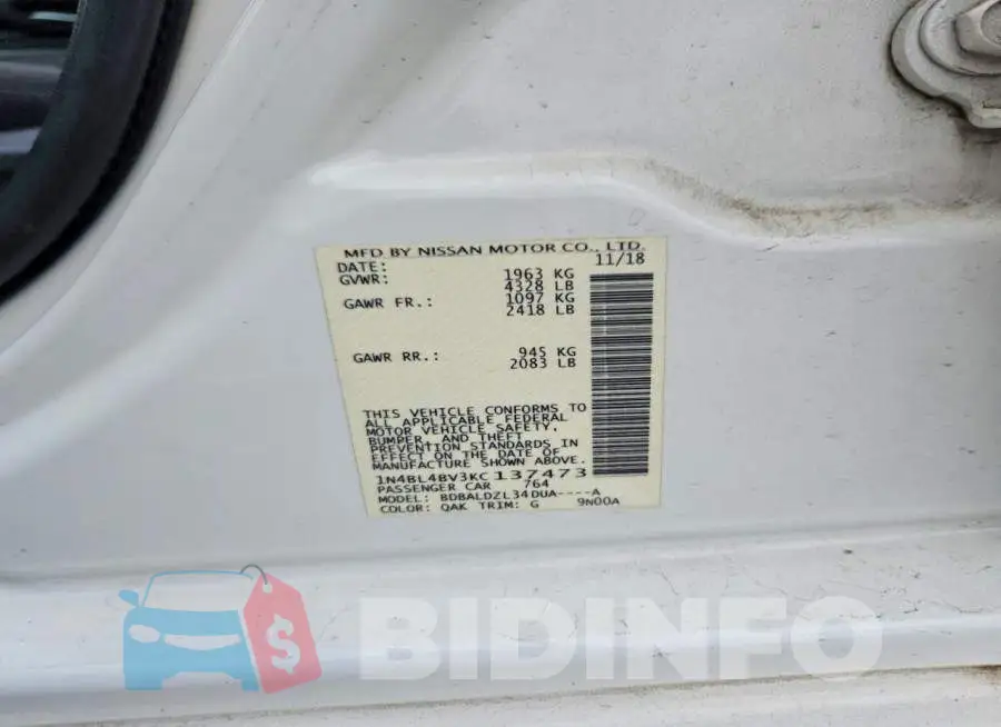 1N4BL4BV3KC137473 Photo# 12