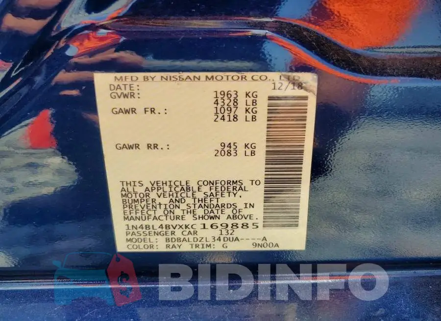 1N4BL4BVXKC169885 Photo# 13