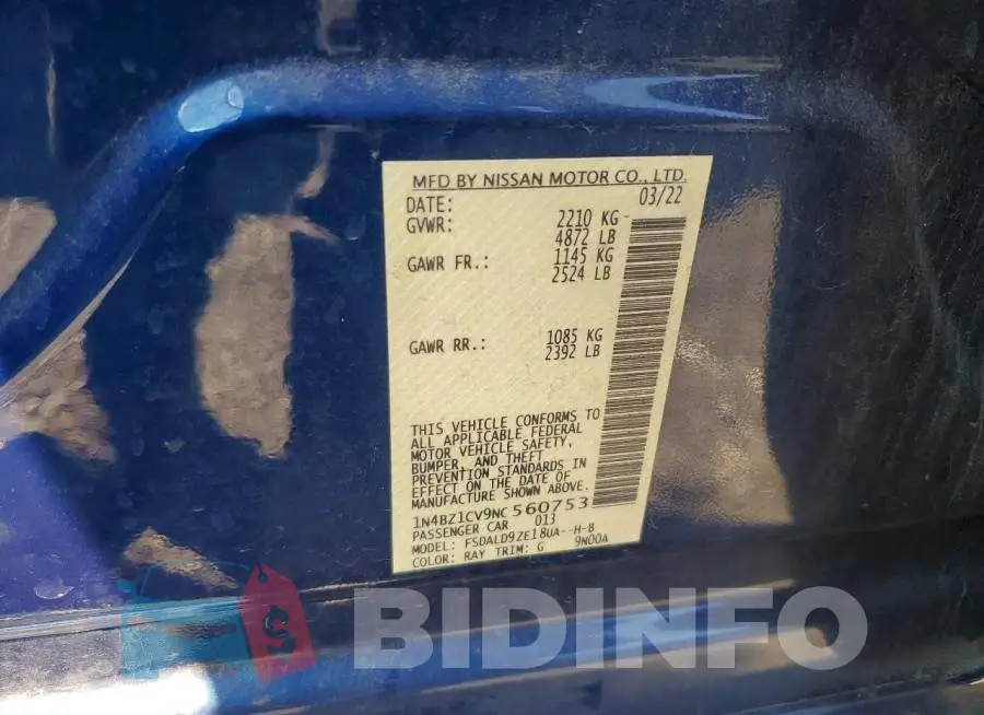 1N4BZ1CV9NC560753 Photo# 12