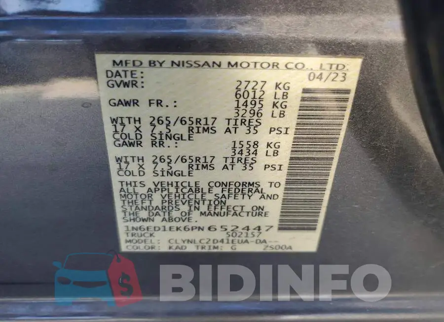 1N6ED1EK6PN652447 Photo# 12