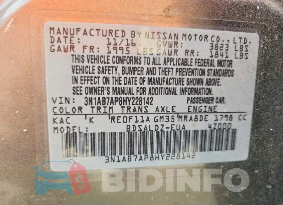 3N1AB7AP8HY228142 Photo# 12