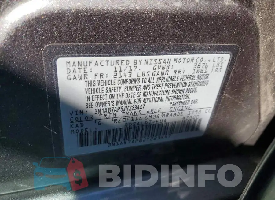 3N1AB7AP8JY223447 Photo# 12