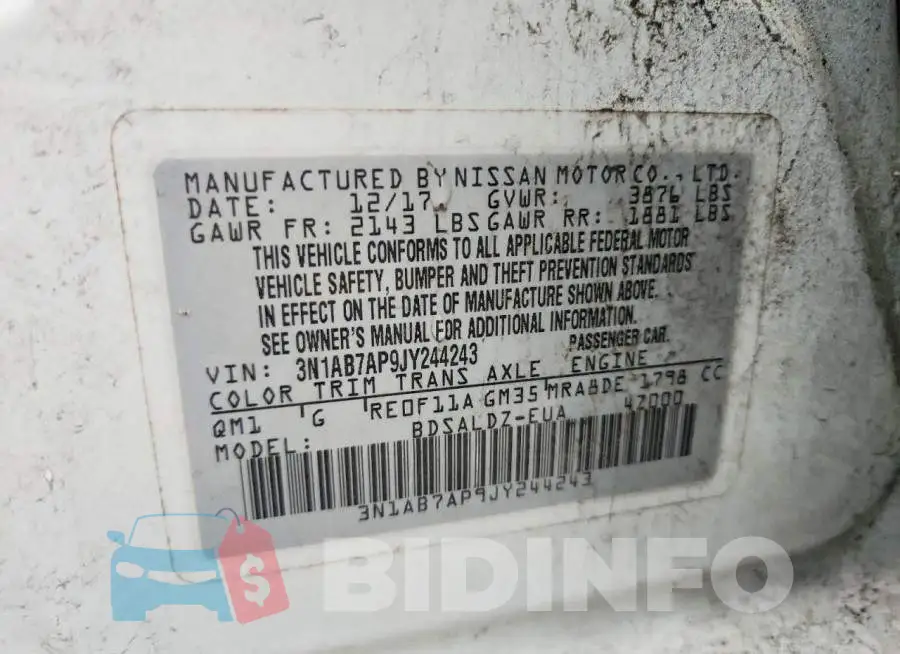 3N1AB7AP9JY244243 Photo# 12