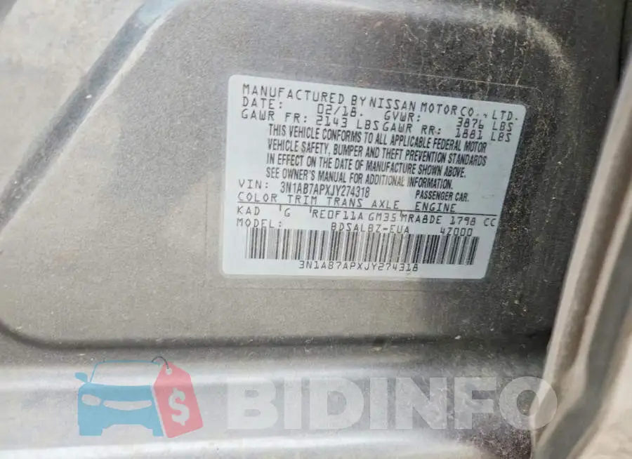 3N1AB7APXJY274318 Photo# 12