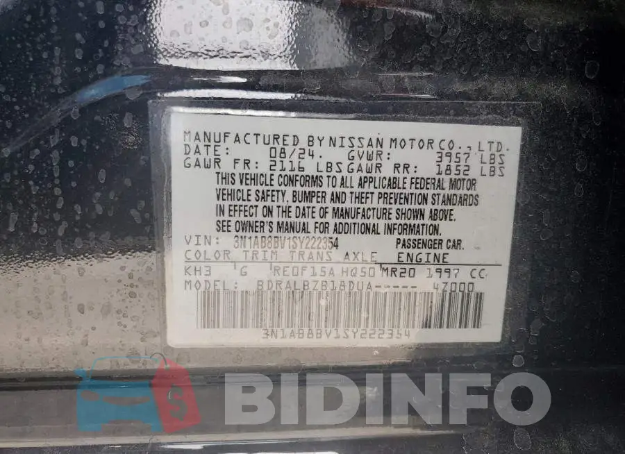 3N1AB8BV1SY222354 Photo# 12