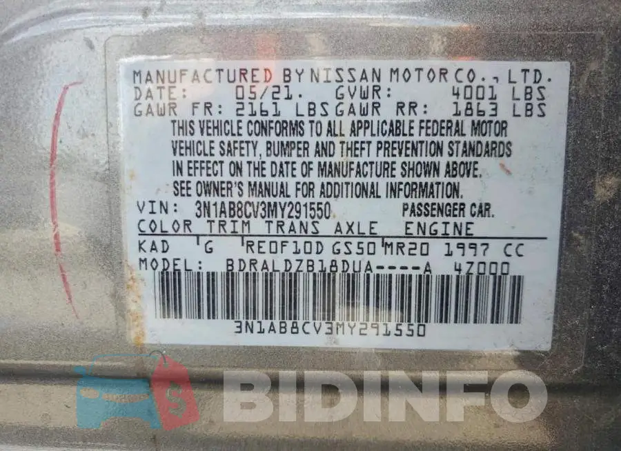 3N1AB8CV3MY291550 Photo# 12