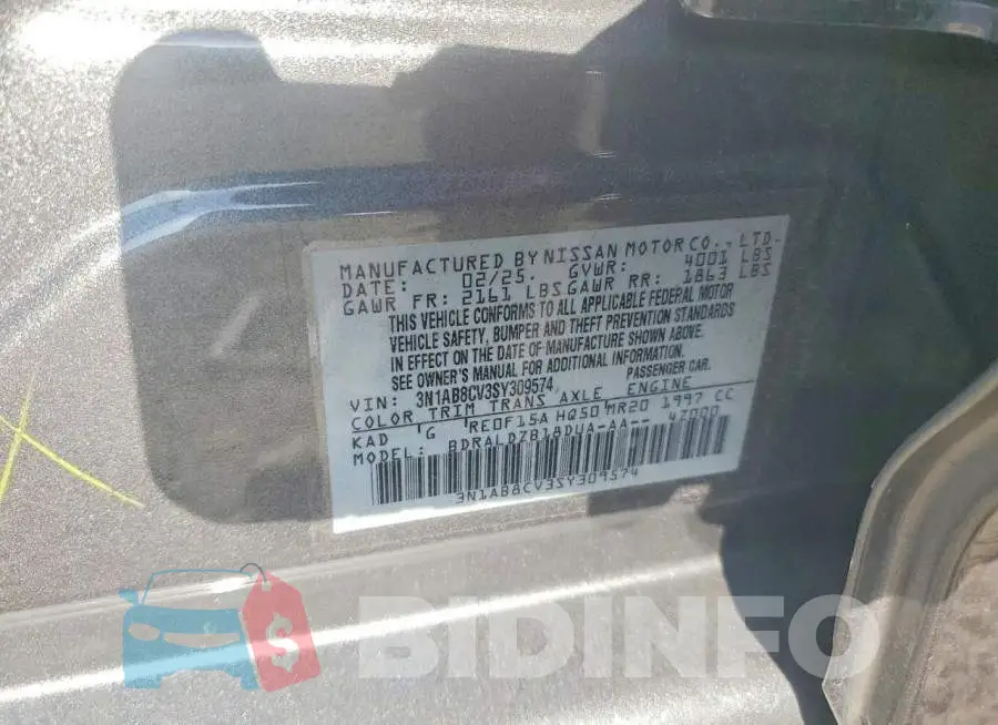 3N1AB8CV3SY309574 Photo# 12