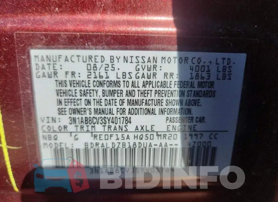 3N1AB8CV3SY401784 Photo# 12