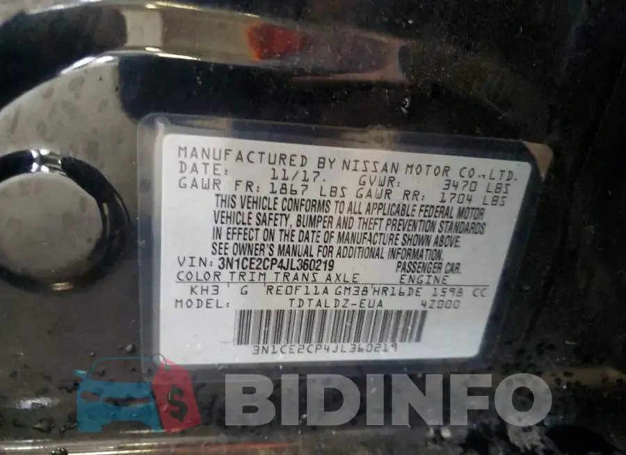 3N1CE2CP4JL360219 Photo# 12