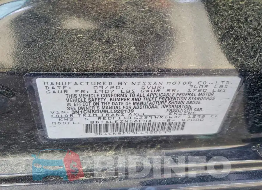 3N1CN8DV9LL920139 Photo# 12