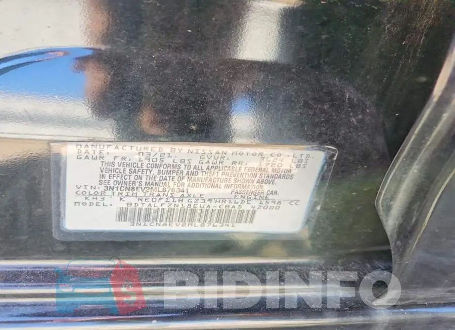 3N1CN8EV2ML876341 Photo# 12
