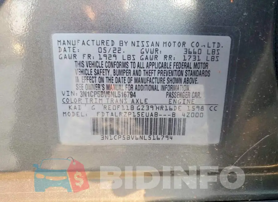 3N1CP5BV6NL516794 Photo# 12