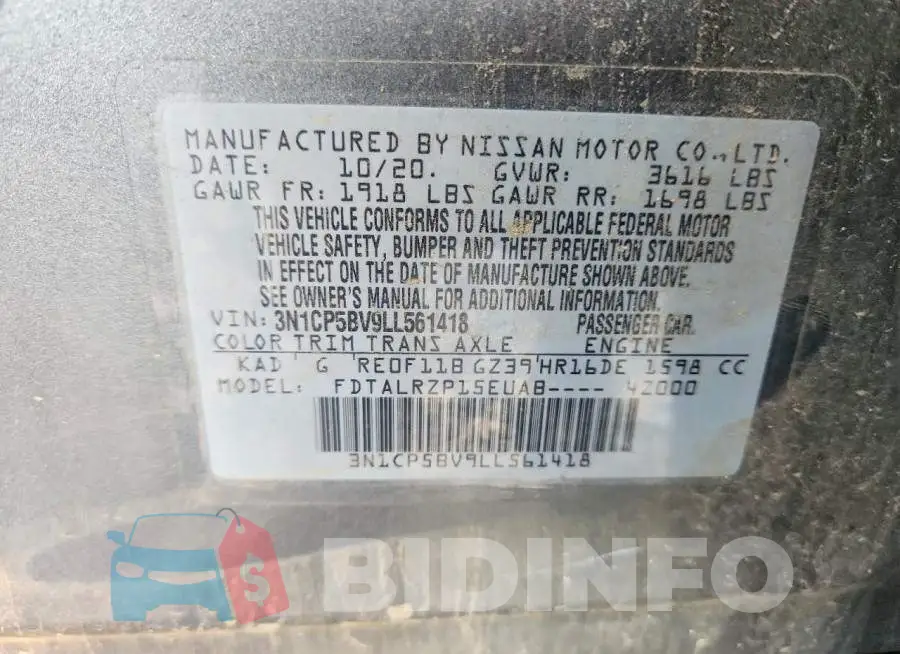 3N1CP5BV9LL561418 Photo# 12