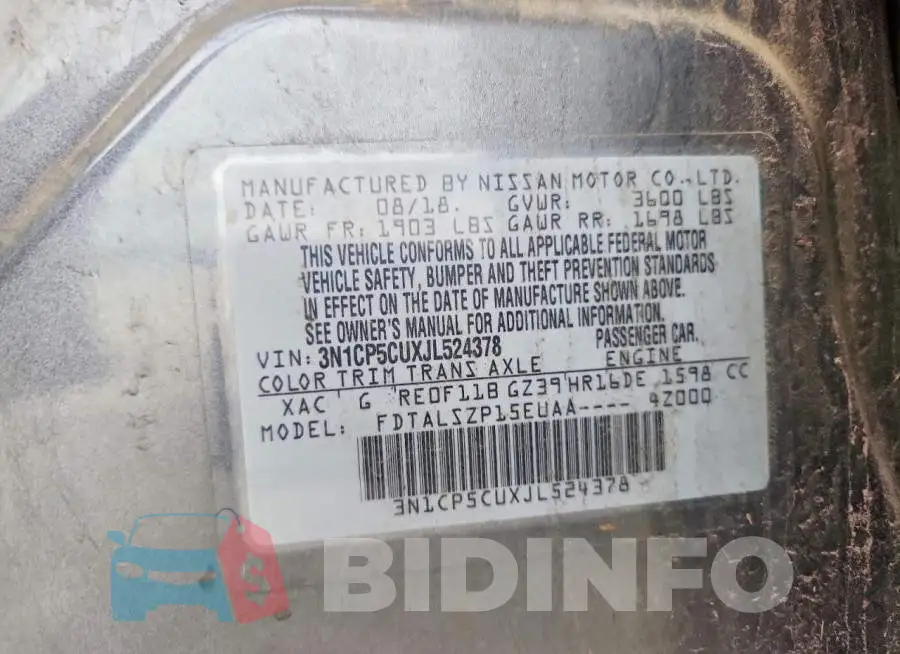 3N1CP5CUXJL524378 Photo# 13