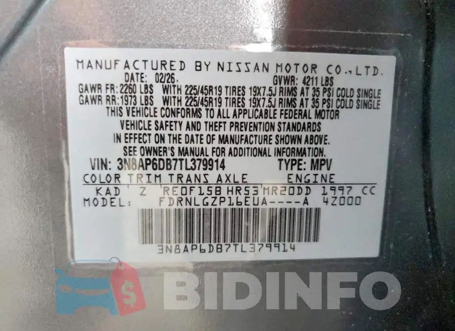 3N8AP6DB7TL379914 Photo# 12