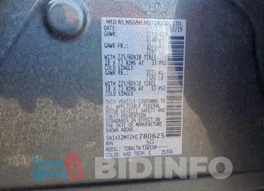 5N1AT2MT2KC780625 Photo# 13