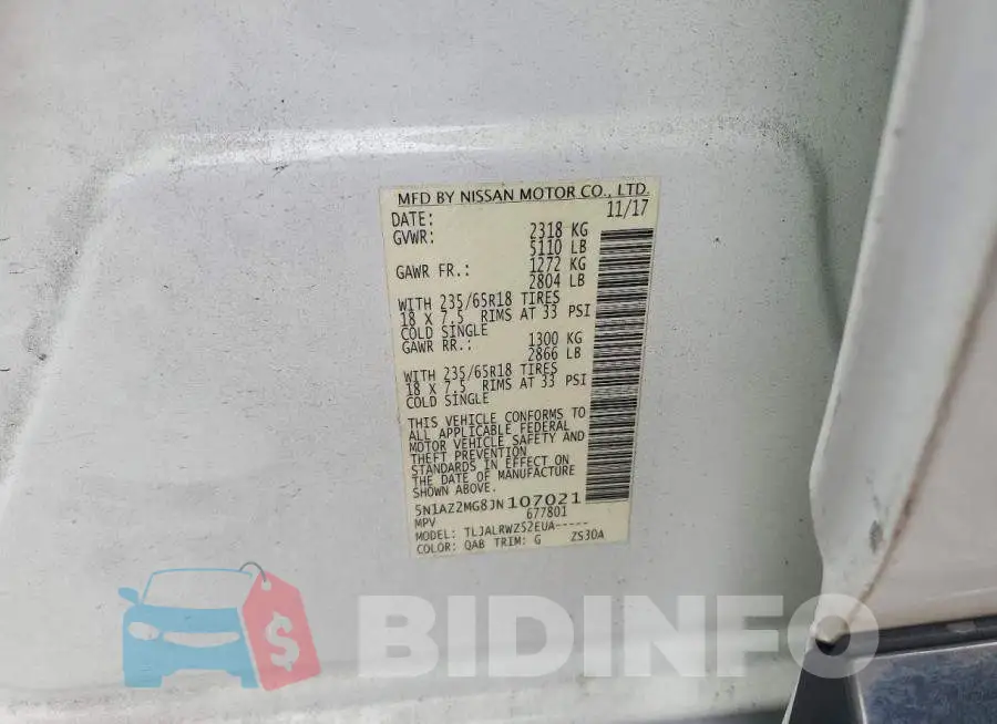 5N1AZ2MG8JN107021 Photo# 13
