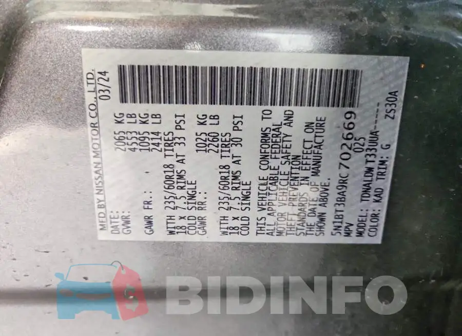 5N1BT3BA9RC702669 Photo# 12