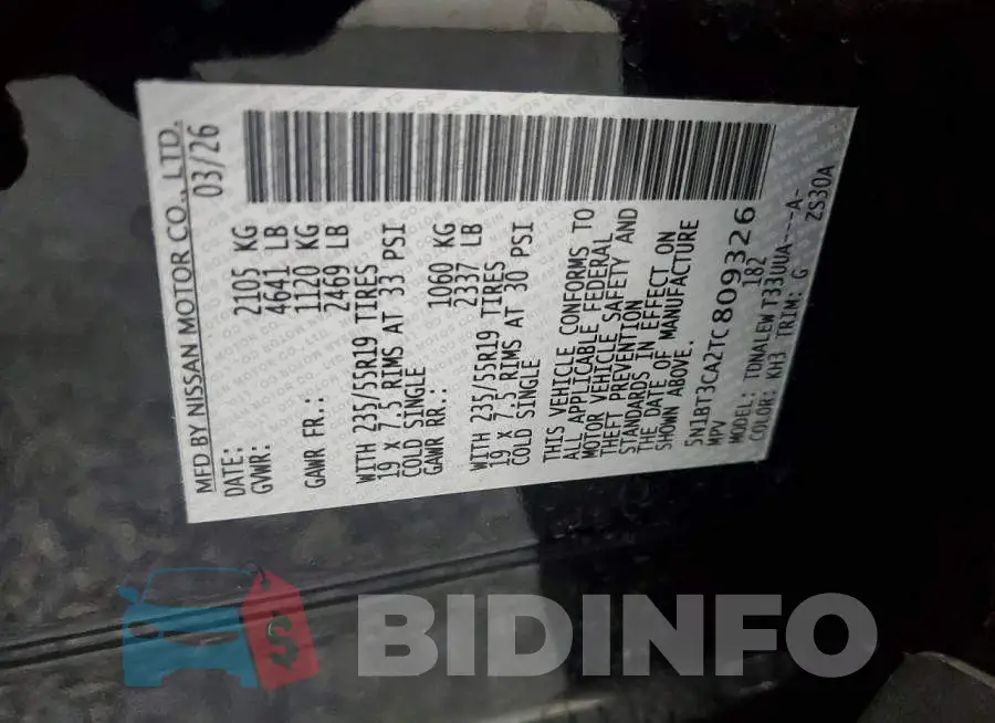 5N1BT3CA2TC809326 Photo# 13