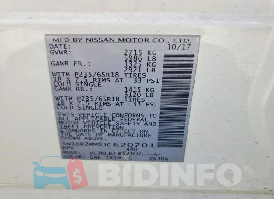 5N1DR2MM0JC620701 Photo# 13