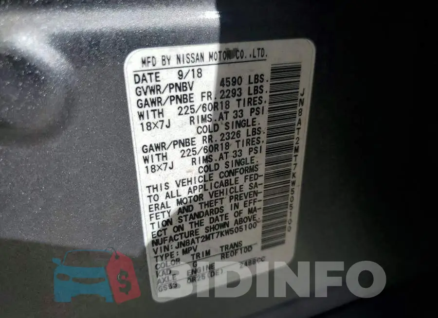 JN8AT2MT7KW505100 Photo# 12