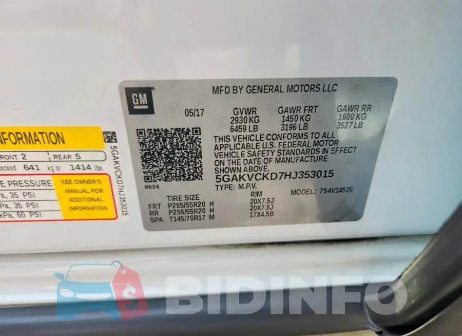 5GAKVCKD7HJ353015 Photo# 13