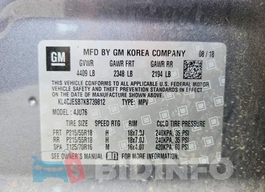 KL4CJESB7KB739812 Photo# 14