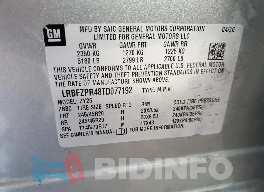 LRBFZPR48TD077192 Photo# 14