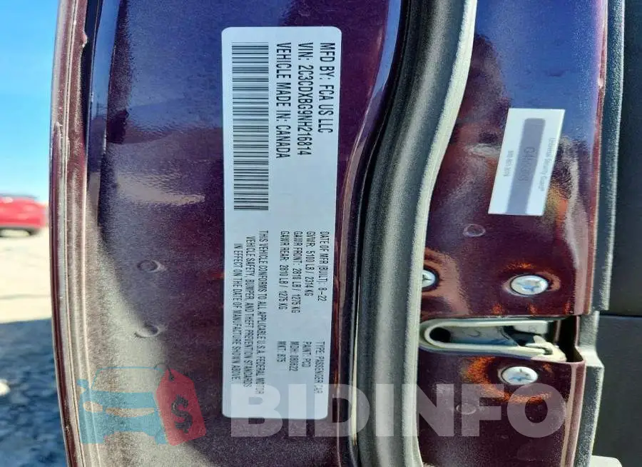 2C3CDXBG9NH216814 Photo# 13