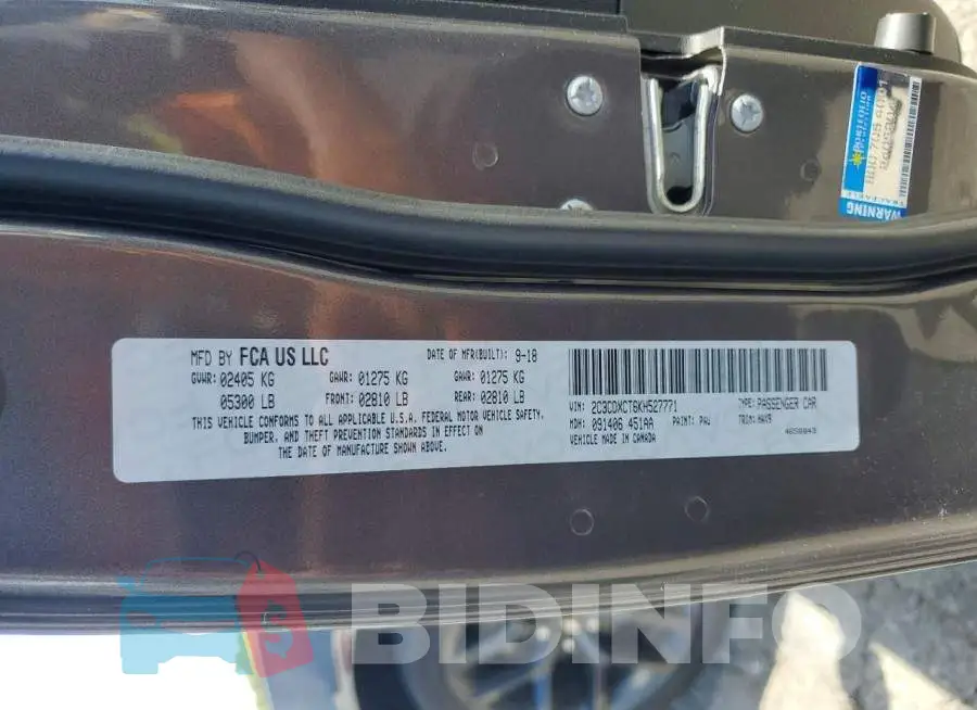 2C3CDXCT6KH527771 Photo# 12