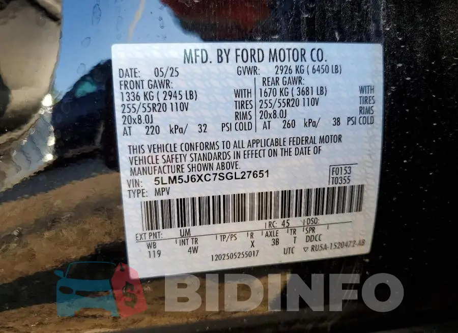 5LM5J6XC7SGL27651 Photo# 13