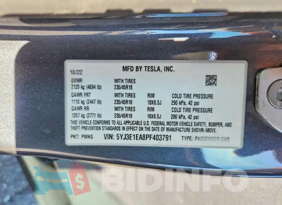 5YJ3E1EA8PF403791 Photo# 12