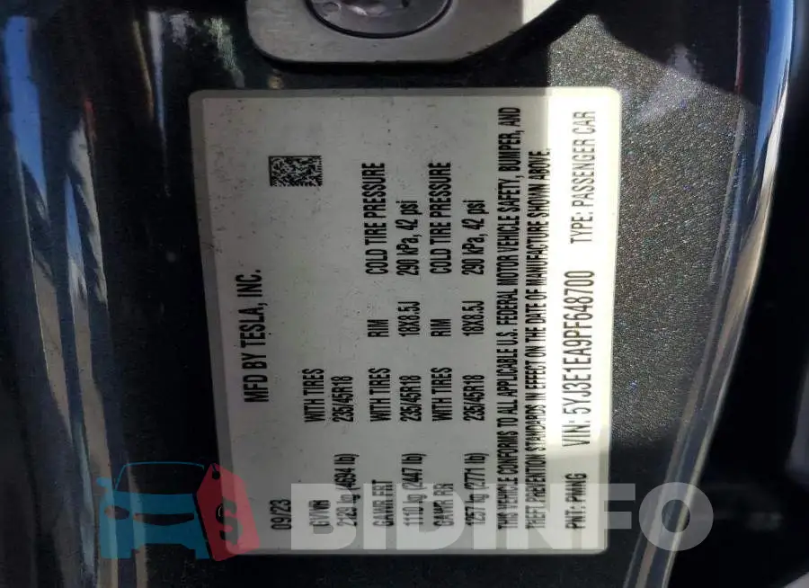 5YJ3E1EA9PF648700 Photo# 12