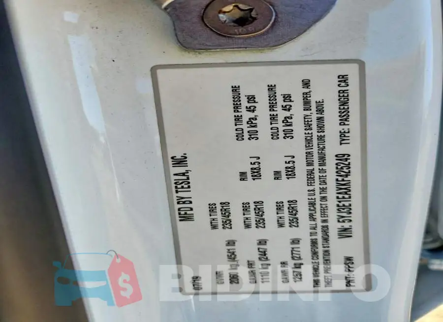 5YJ3E1EAXKF425249 Photo# 12