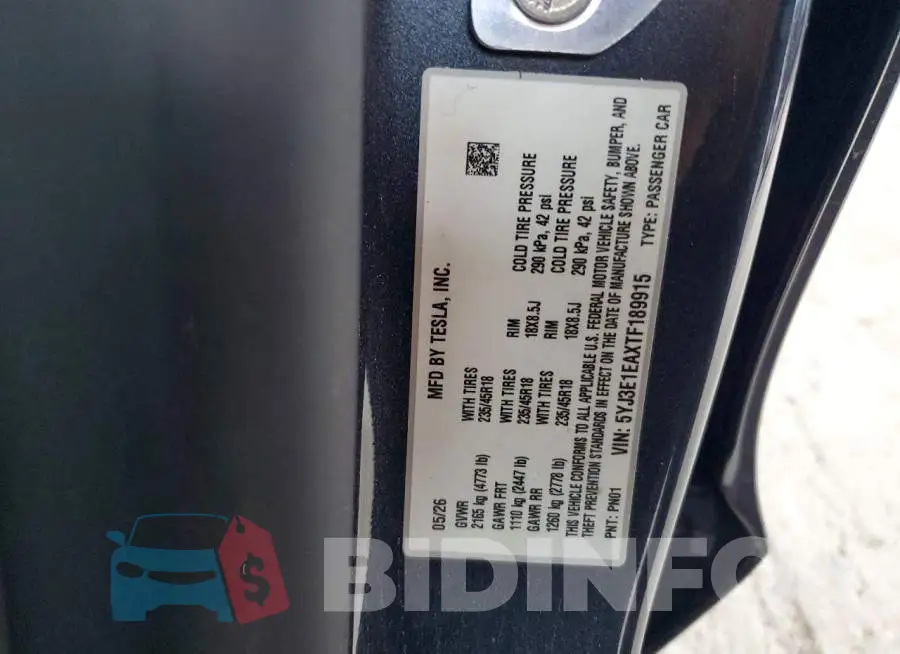 5YJ3E1EAXTF189915 Photo# 12