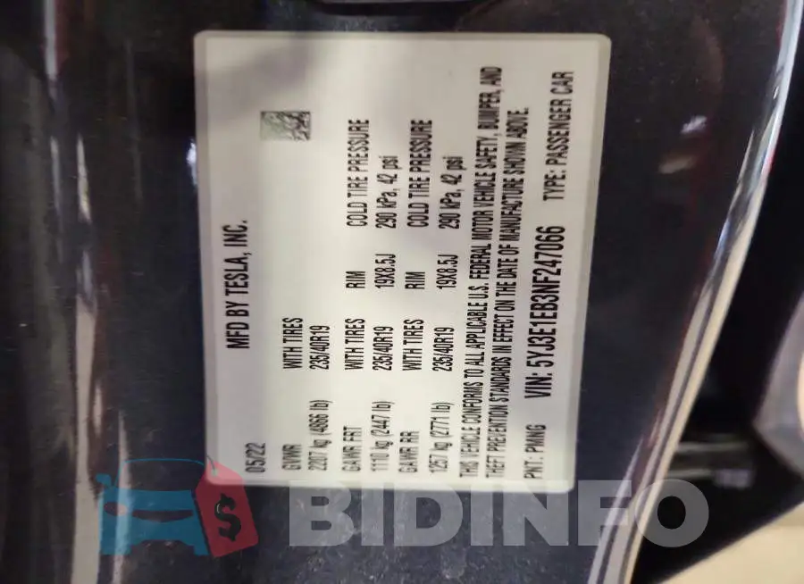 5YJ3E1EB3NF247066 Photo# 12